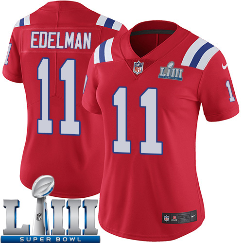 Women New England Patriots #11 Edelman red Nike Vapor Untouchable Limited 2019 Super Bowl LIII NFL Jerseys->new england patriots->NFL Jersey